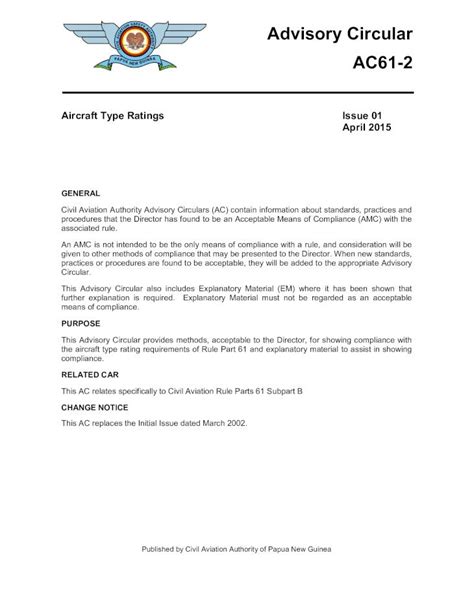 caap advisory circular|AC 61.